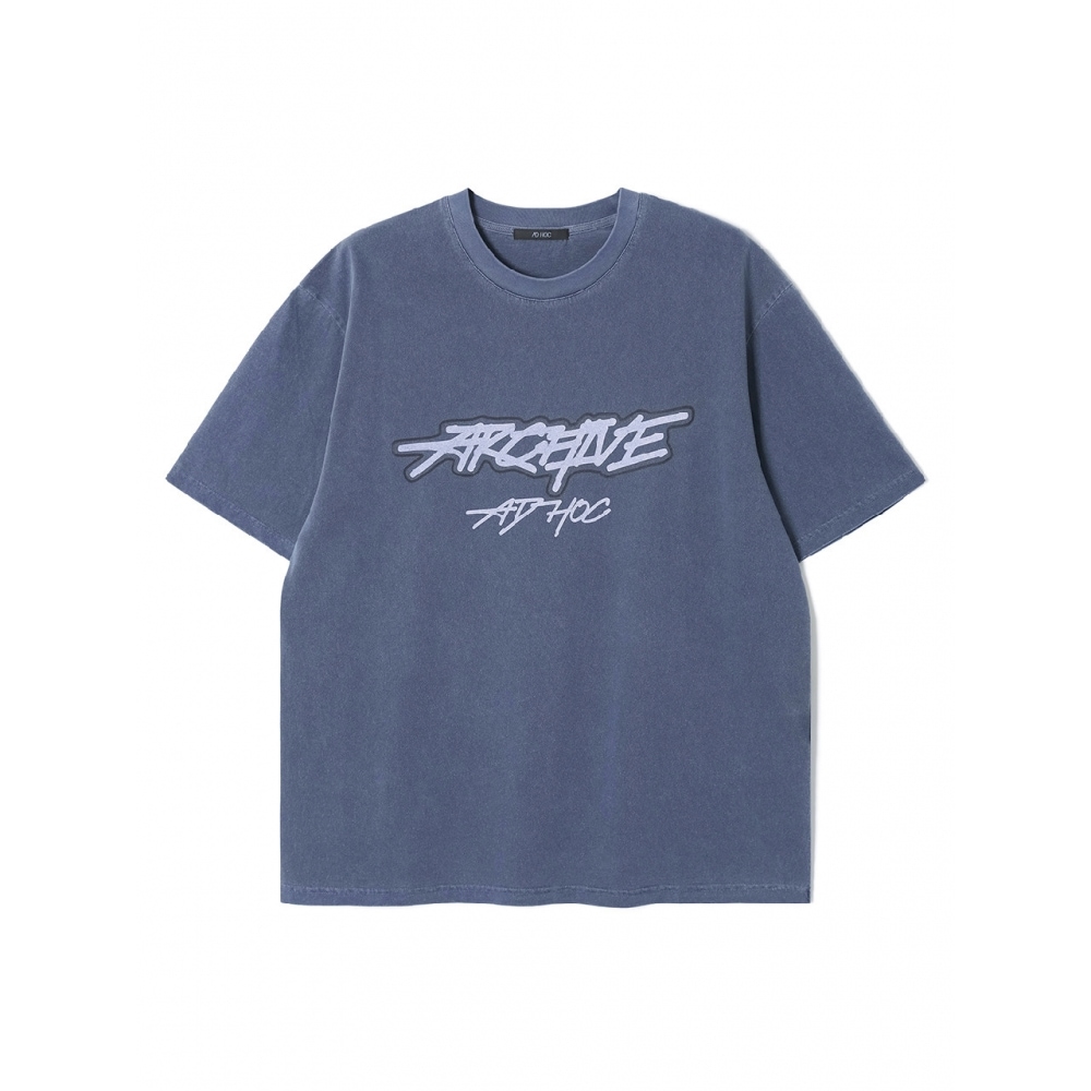 アドホックメンズピグメントアートワーク T シャツ (G ブルー) (HC6STAD)