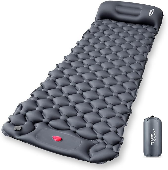 エアーマット キャンプ マット 足踏み式 【2024新開発＆25秒膨らむ】 車中泊マット 枕が付き アウトドア マット 防災 マットンパクト 寝袋 R値4.0 厚手 防水防潮 災害用マット 軽量 持