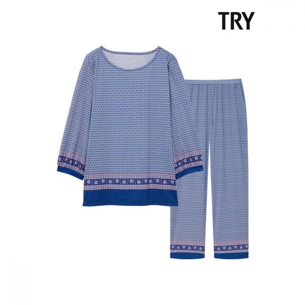 [TRY] レディースボーダープリントイージーセット J24