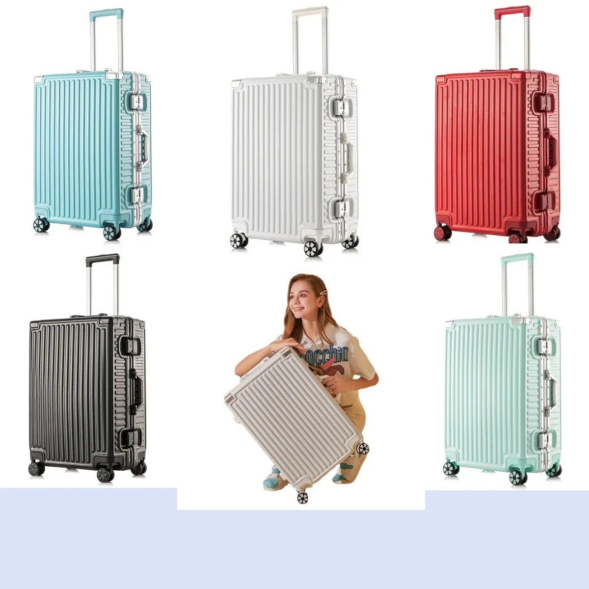 insアルミフレームレバーケース24寸男女静音自在輪移動収納ケース学生スーツケーススーツケース 8,577円