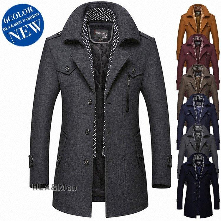 人気商品超目玉 ビジネスダッフルコート メンズマフラー取外可 厚手チェスターコート冬服紳士服