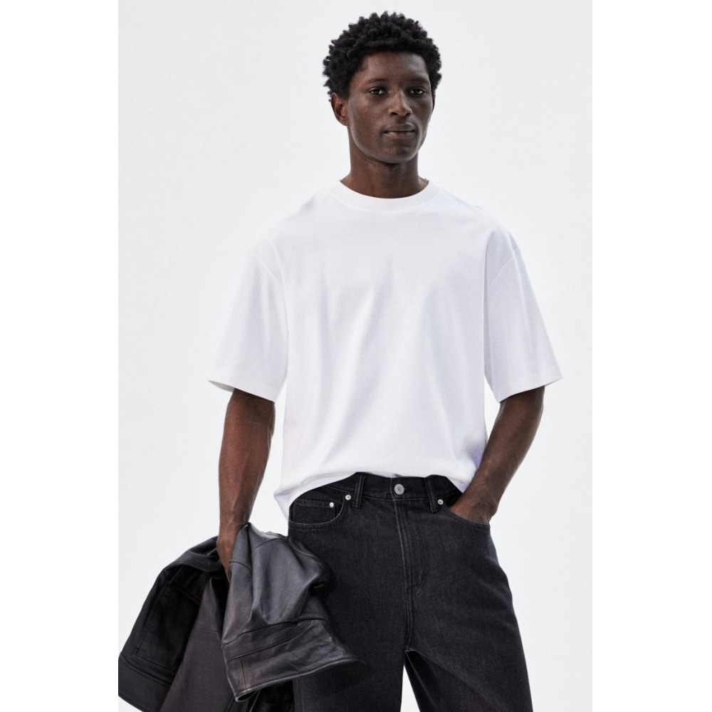 H&MワイドTシャツルーズフィット ホワイト