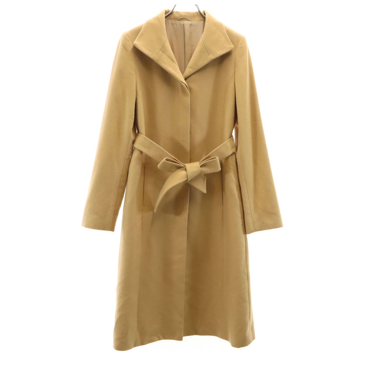 日本製 カシミヤブレンド ロングコート 38 ベージュ レディース 古着