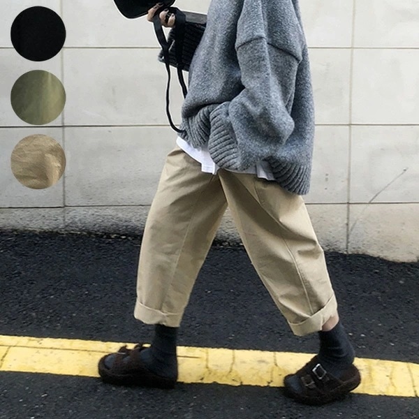 パンツ ボトムス レディース おしゃれ チノパン ロング カジュアル ウエストゴム 黒 大きいサイズ 体型カバー