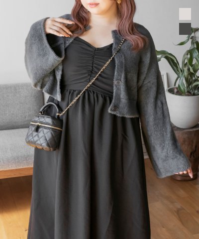 大きいサイズ レディース LL 3L 4L XL XXL XXXL ラメシャギークルーネックカーディガン 4,735円