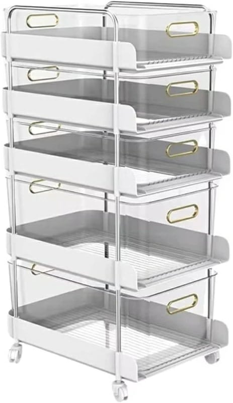 キッチンワゴン キャスター付き 化粧品収納ワゴン 引き出し付き 透明 多機能 トイレ収納 台所収納 調味料収納 小物収納 省スペース 組み立て簡単