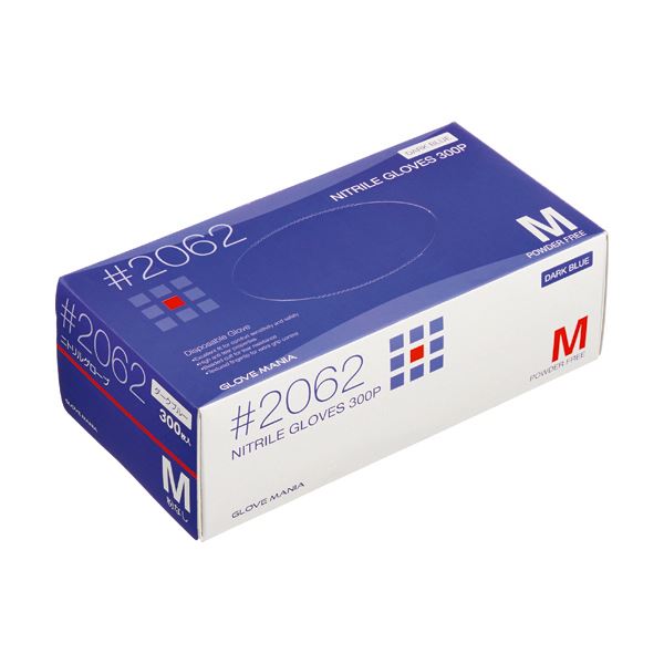 川西工業 ニトリル使いきり手袋 粉なし ダークブルー M #2062 1セット(3000枚:300枚x10箱)