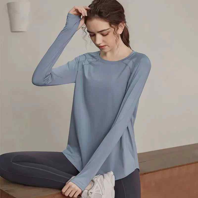 ピラティス スポーツ 無地 動きやすい 快適 薄手 カバーアップ 速乾 通気性 ゆったり Tシャツ 長袖 フィットネスウェア トップス