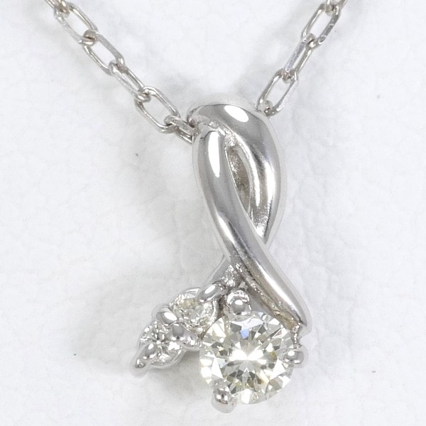 K18 18金 WG ホワイトゴールド ネックレス ダイヤ 0.06 約40cm ジュエリー 中古