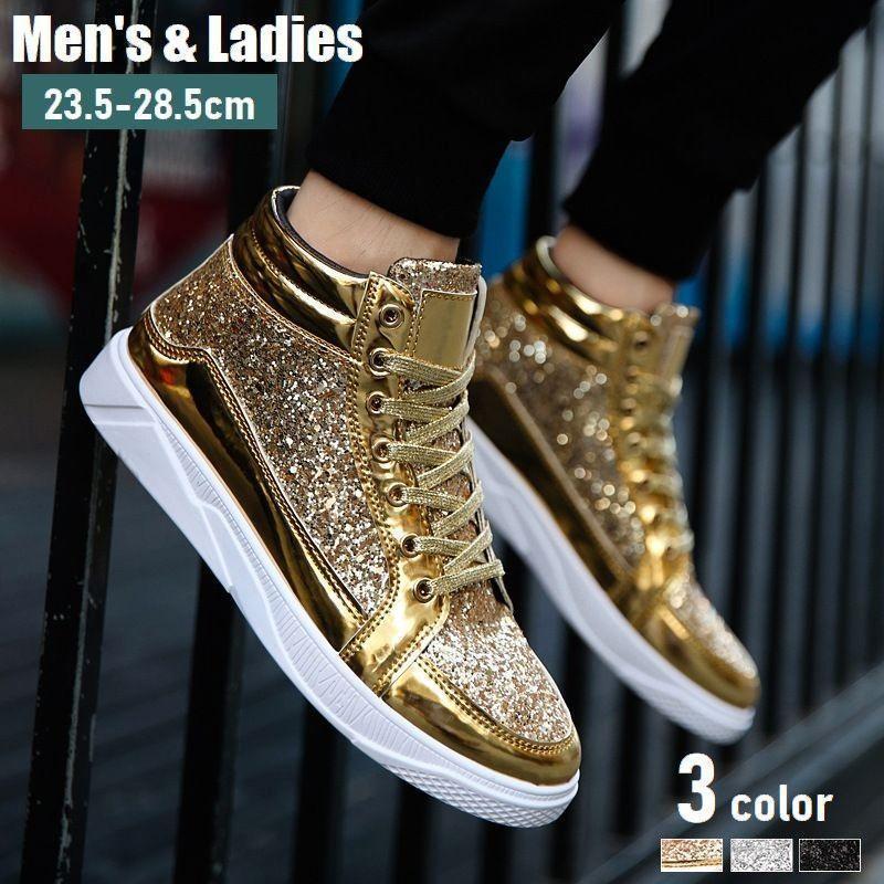 光沢感 メンズ 紐靴 婦人用 シューズ プラットフォーム レザー調 スニーカー ハイカット 男性用 くつ 女性用 歩きやすい レディース レースアップ