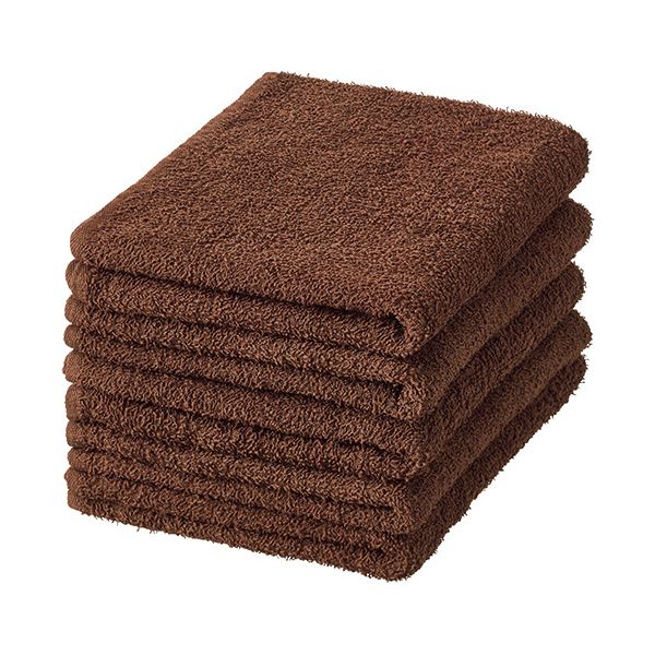 （まとめ） フェイスタオルブラウン 1パック（5枚） [x5セット]