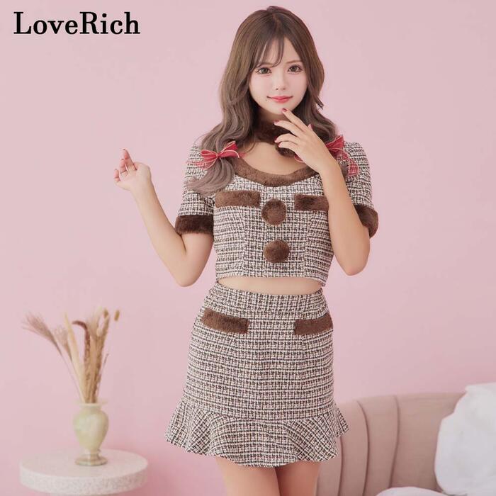 クリスマス トナカイ トナカイコスプレ サンタレディ サンタガール サンタクロース コスプレ コスチューム 衣装 セクシー パーティー イベント 忘年会 ハロウィンツイード素材のセットアップマーメイ