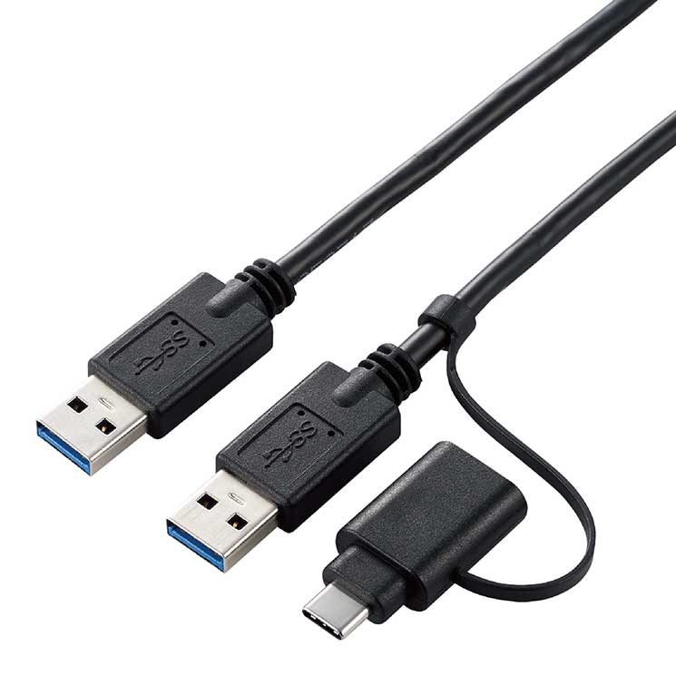 エレコムデータ移行ケーブル USB3.0 Windows-Mac対応 Type-Cアダプタ付属 1.5m ブラック