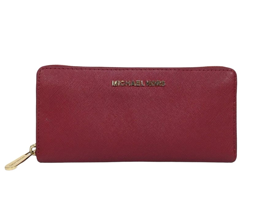 MICHAEL KORS マイケルコース 長財布 レザー レッド ジッピーウォレット 【中古品】