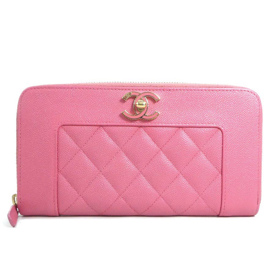 シャネル CHANEL ラウンドファスナー長財布 マドモアゼル レザー ピンク レディース t19467a