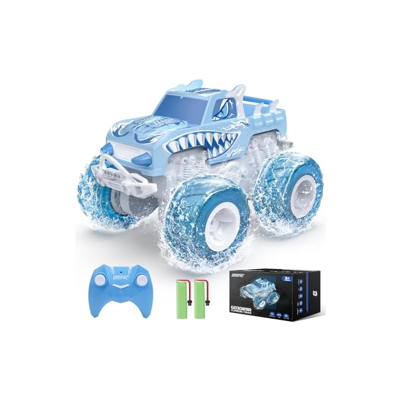 DEERC ラジコン 水陸両用 ラジコンカー オフロード 子供向け 車 RCカー おもちゃ IPX7防水 4WD 操作時間50分 360度回転 2.4GHz 耐衝撃 水遊び 夏休み 小学生 中学生 男