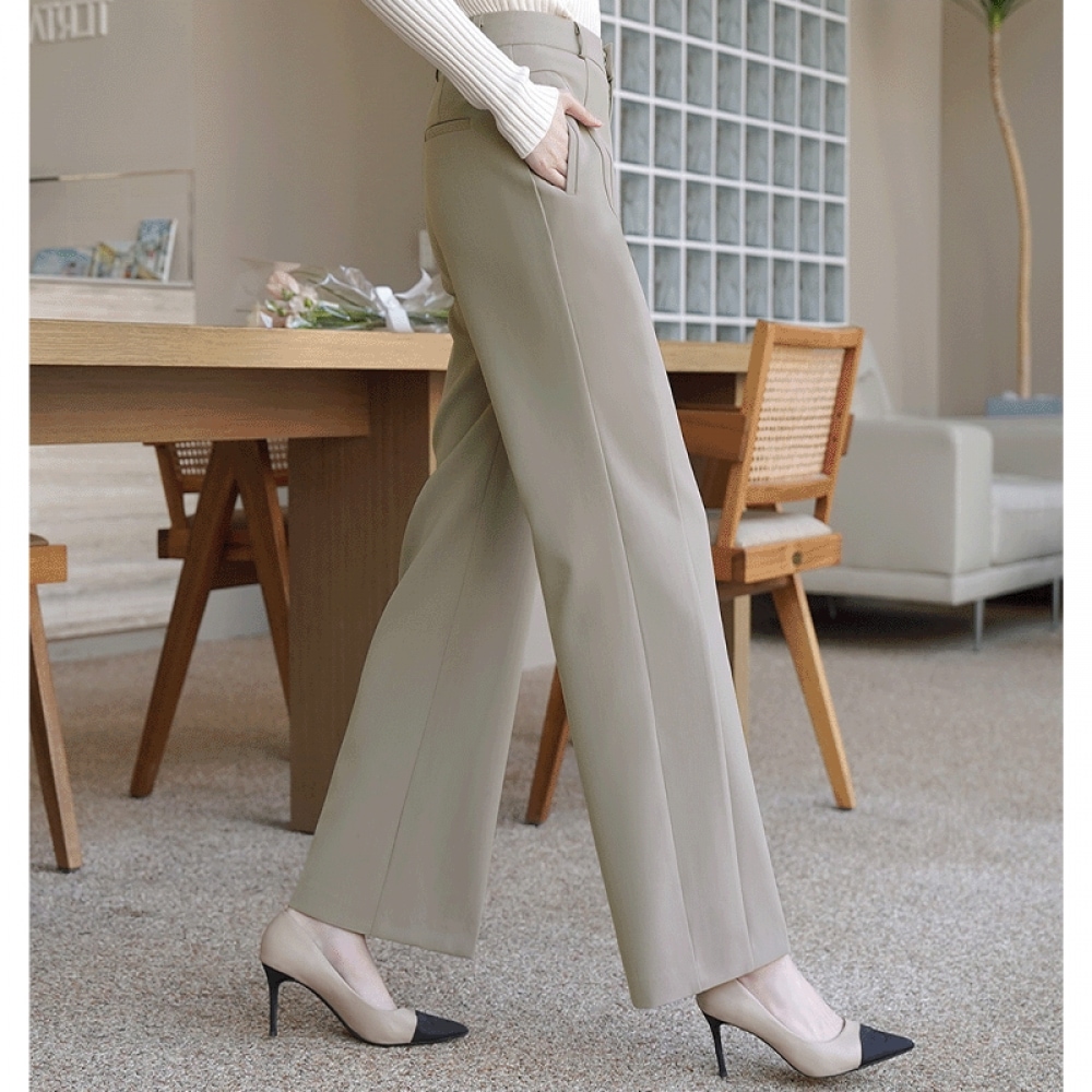 クリック＆ファニー洗練されたカットラインストレートスラックス [SMLサイズ]