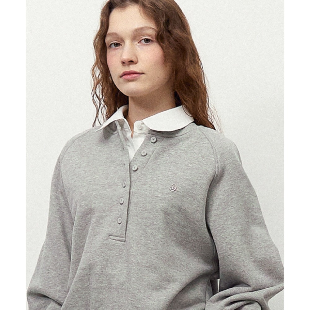 RONRON ヘンリーネックラグランスウェードメランジグレー