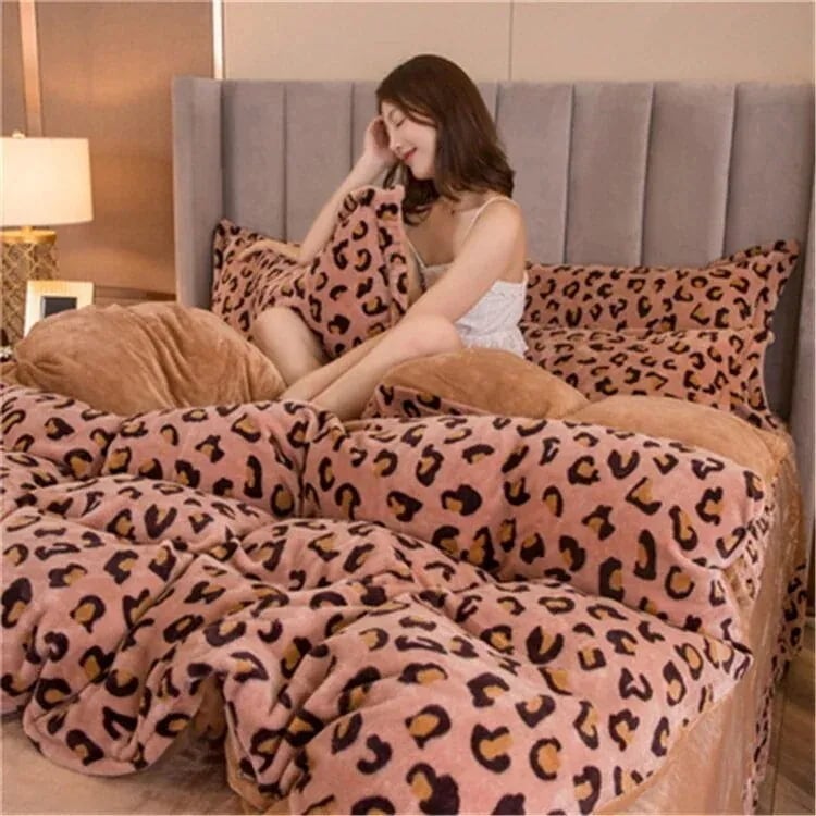 4点セット 肌にやさしい スタイル 可愛い ヒョウ柄 シーツ 寝具 柔らかい レトロ