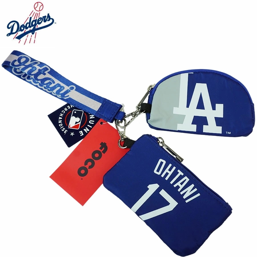 ロサンゼルス ドジャース公式グッズ大谷翔平 デュアル ポーチ リストレット コインケース 2個セットDUAL POUCH WRISTLET 試合観戦　ロイヤル×グレーメ