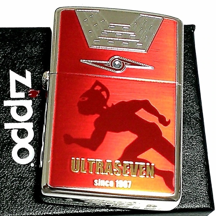 ZIPPO ライター ウルトラセブン ジッポ レッド＆シルバー 裏面アイスラッガー かっこいい おしゃれ 赤銀 ラインストーン 円谷プロ ウルトラマン メンズ ギフト プレゼント