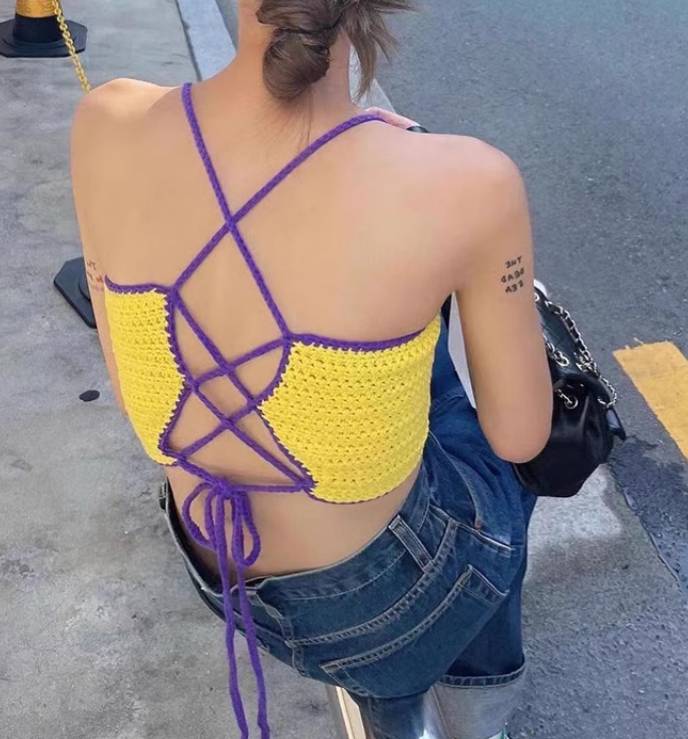 レディース トップス クロップド丈 袖なし キャミソール 襟なし ストリート 編み上げ レースアップ かわいい シンプル カジュアル おしゃれ レトロ エキゾチック ガーリー 個性的 存在感 ラブリー