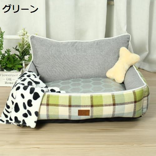 猫 ベッド ペットベッド 犬 ベッド 猫 クッション グリーン 四角型 猫ベッド 猫用ベッド 犬用ベッド 綺麗 柔らかい M 可愛いドーナツ型 洗える犬猫ベッド 丸洗い可 滑り止め 吸湿通気 秋 冬