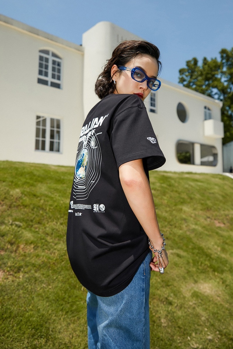 [ランオフ]グラビティ マッシュ 綿Tシャツ_ブラック[CRTC1200]