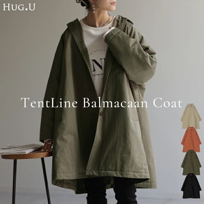 テントラインコート テントライン バルマカーンコートアウター コート レディース ロング ロングコート 長い 中綿コート ビッグシルエット 裏起毛 体型カバー オーバーサイズ おしゃれ きれいめ 大き