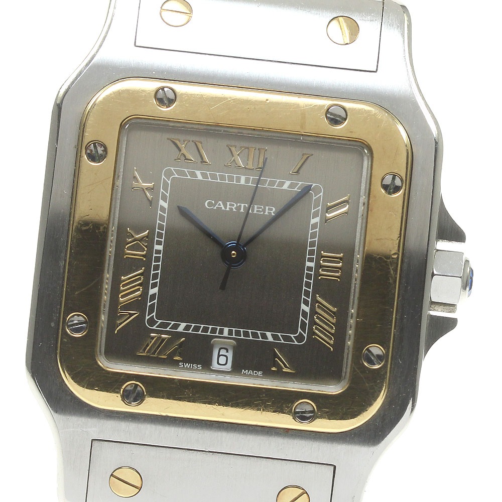 ジャンク カルティエ CARTIER W20030C4 サントスガルべ LM YGコンビ デイト クォーツ メンズ _824599【中古】