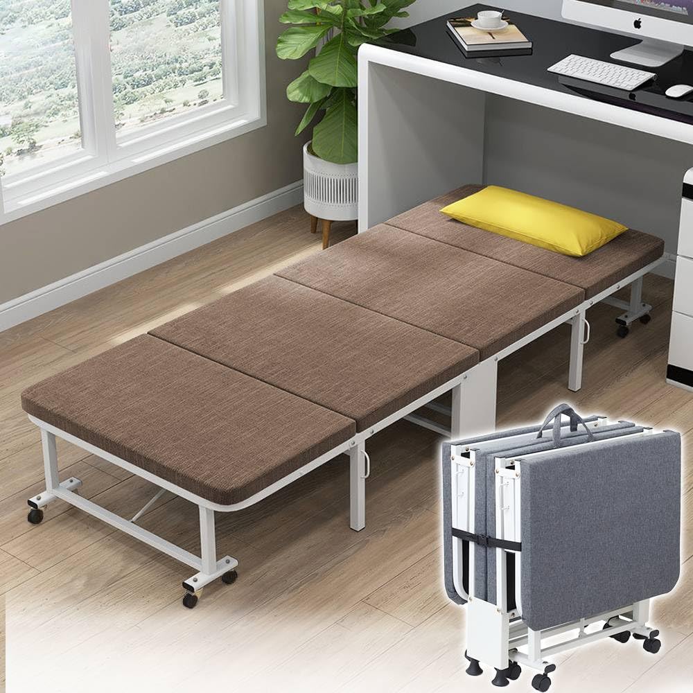 折りたたみベッド コンパクト 幅60×長190cm 耐荷重150 マットレス付き キャスター付き 簡易ベッド 折り畳みベッド 組立不要 軽量小型 ワンルーム 仮眠 来客 子供部屋 簡単収納グレー