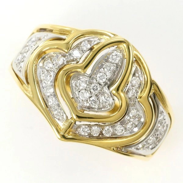 K18 18金 YG リング 指輪 14号 ダイヤ 0.24 カード鑑別書 ジュエリー 中古