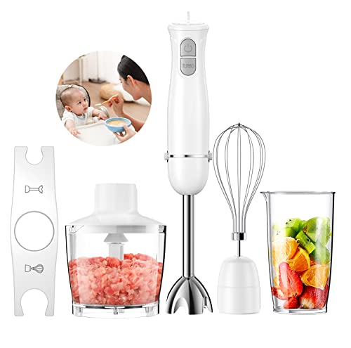 Turelar ハンドブレンダー マルチスティックブレンダー 離乳食 氷も砕ける フードプロセッサー 泡立て器 電動 スリム コンパクト フードミキサー ハンディミキサー アタッチメント 5役 ホワイ