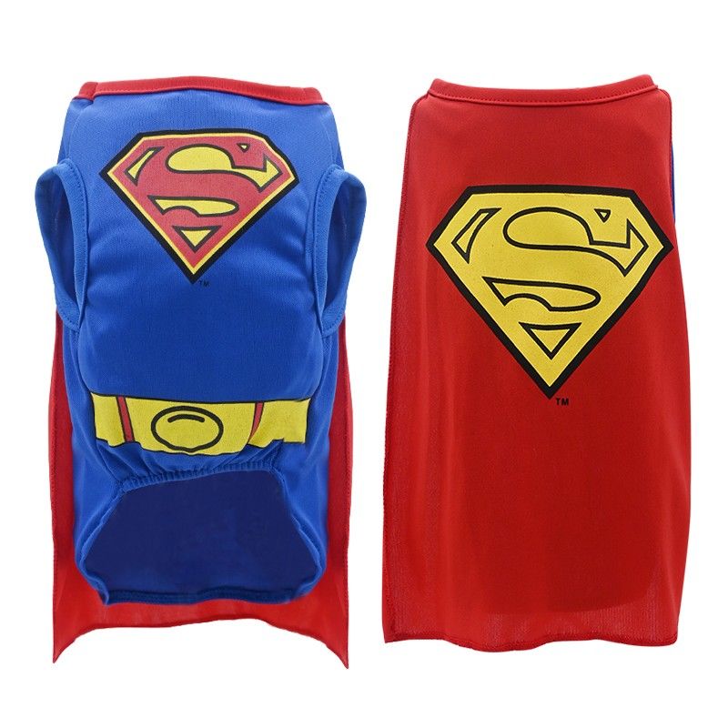 スーパーマンが犬猫ペット服子犬テディベアコーギー中小犬春秋夏薄に変身
