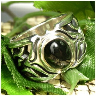 唐草ブラックスター シルバーリング 17号 指輪 Ring指輪