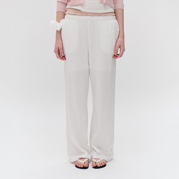 NUBASIC EYELET JERSEY STRING PANTS WHITE
