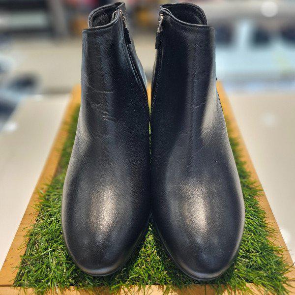 天然ヤギ革製前厚底ドレスアンクルブーツ
