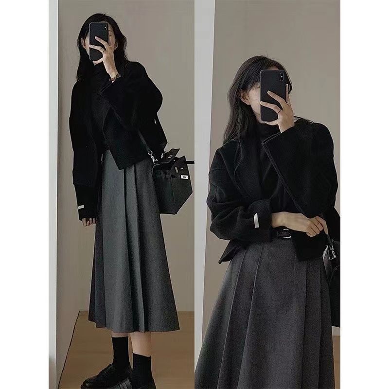 ワンピース ロングスカート ゆとりがある オールマッチ カーディガンコート ミディアムスカート 2点セット 韓国ファッション レディース