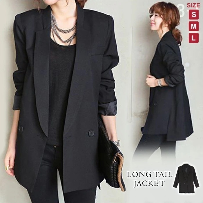 【急速出荷】ジャケット レディース 秋 冬 秋冬 黒 大人 テーラード アウター 上着 テーラードジャケット ロング スーツ シンプル ブラック スーツジャケット お呼ばれ カジュアル フォーマル オ