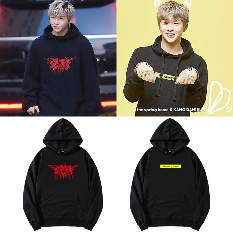 Wannaone カンダニエル 服 スウェットシャツ ピュアコットンプリント薄いベルベットプルオーバーパーカー男性と女性用