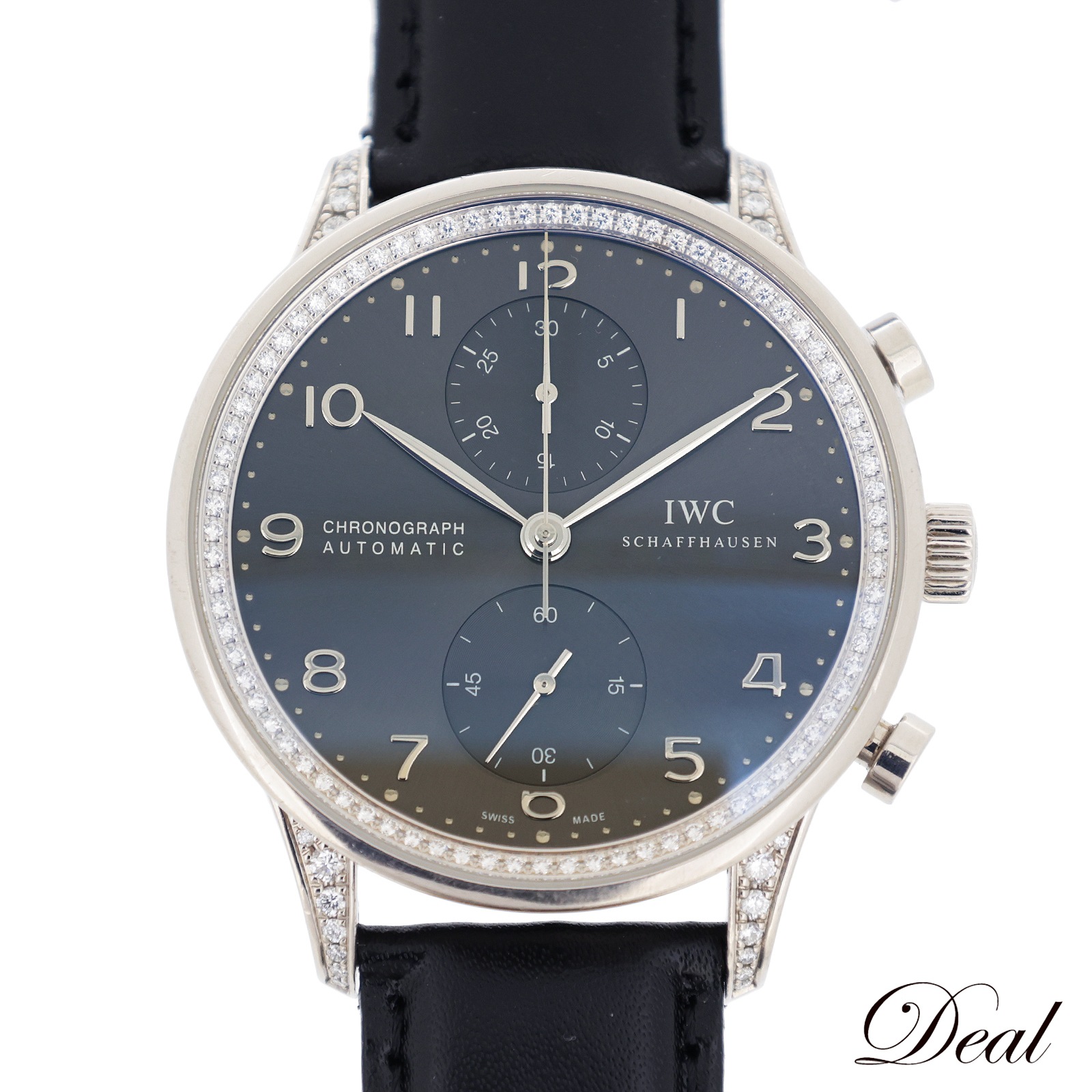 K18WG アイダブリューシー ポルトギーゼ クロノ IW371474 ダイヤモンドコレクション メンズ 腕時計