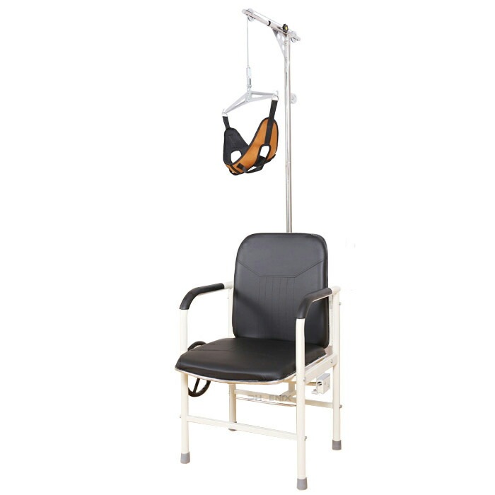 ネックストレッチャー 首伸ばし 家庭用 イス ブラック 椅子 牽引 ストレッチ 自宅 療養 ヘルニア リハビリ 家庭用 健康 肩こり 頸椎 牽引 帯 吊り下げ器 L