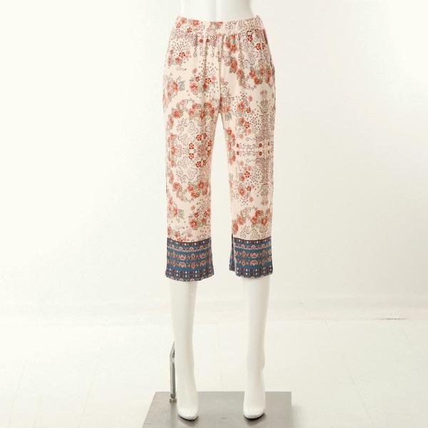 女性ポリ起毛花ボーダー捺染女性下着女性室内着パンツVEP3985WSG