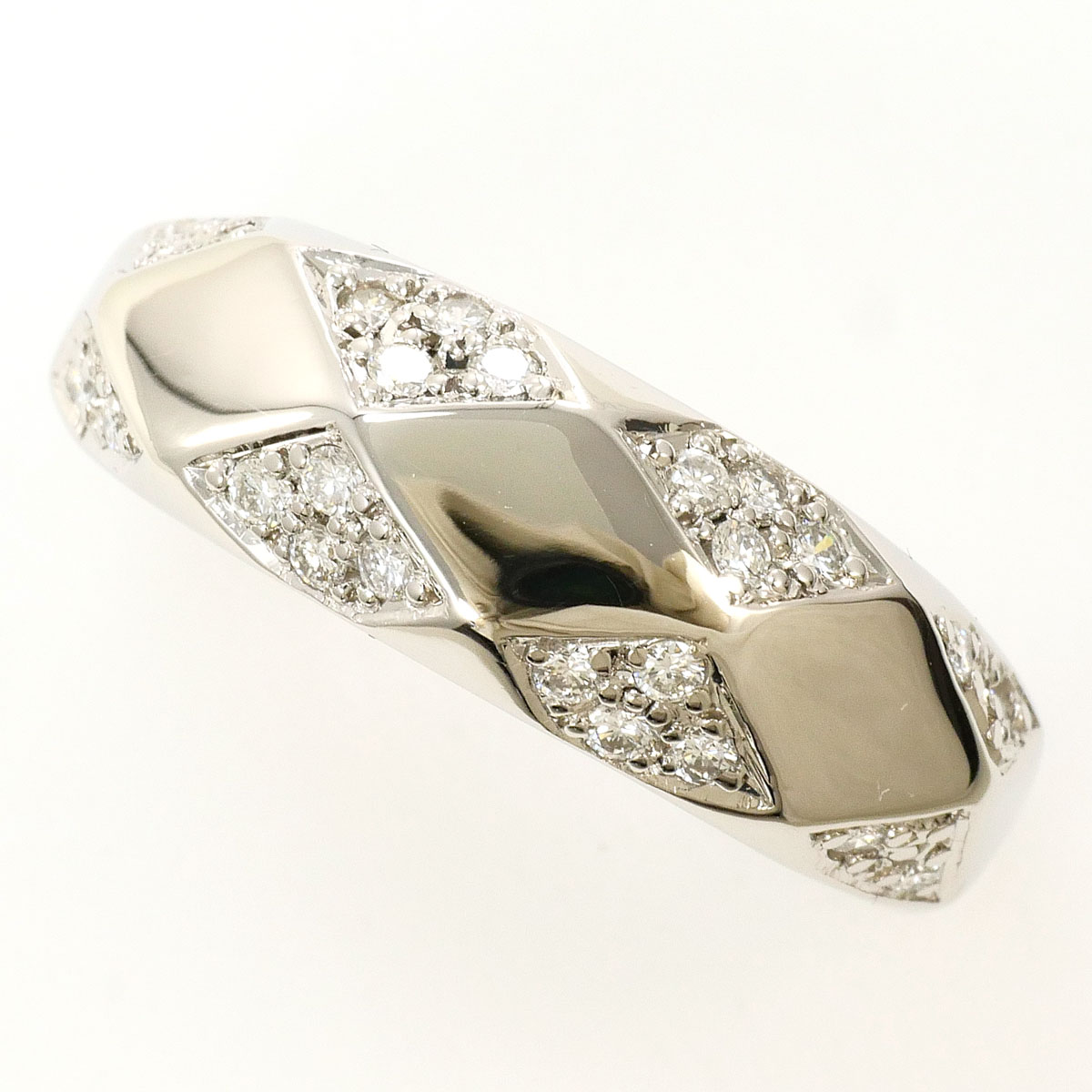 PT900 プラチナ リング・指輪 19号 ダイヤモンド 0.28ct カード鑑別書 総重量約6.7g 中古