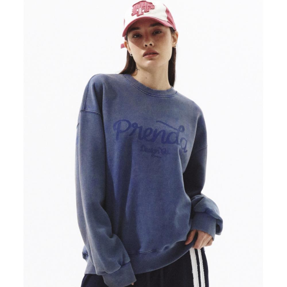 PRENDA RIBBON LOGO SALT WASHING SWEATSHIRT BLUE PRTFSSCR 5,035円