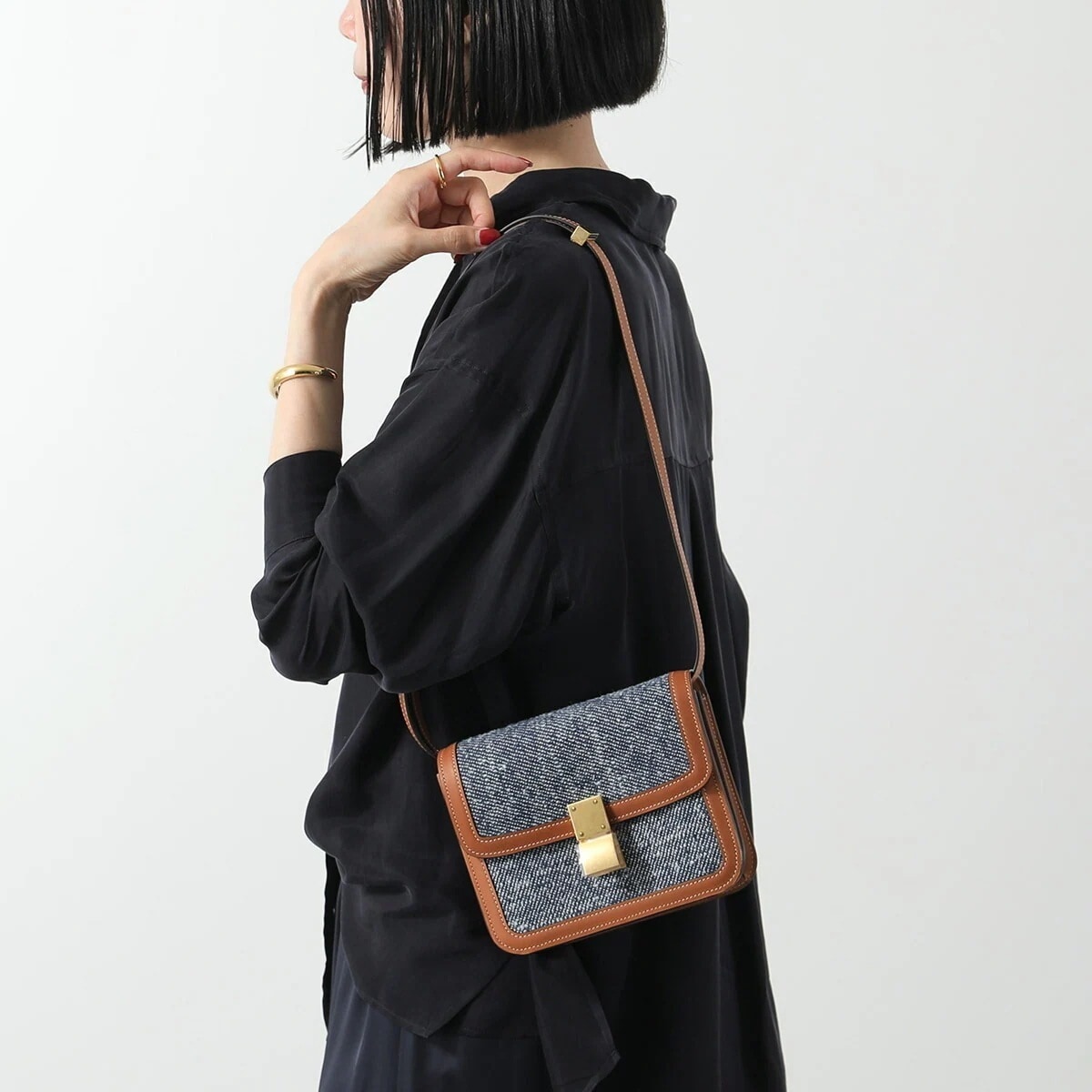CELINE セリーヌ ショルダーバッグ Teen Classic ティーン クラシック 193362CNY.07AT レディース クロスボディ クラッチバッグ 鞄 Navy-Tan