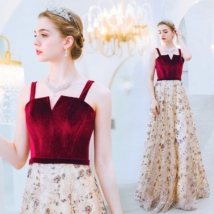 カラードレス パーティードレス 演奏会用ドレス ウェディングドレス ロングドレス 発表会 結婚式 ピ