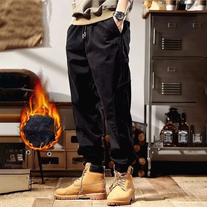 カーゴパンツメンズミリタリーワークパンツマルチポケットズボン裏起毛防寒パンツ裏ボア暖パンツ作業着秋冬防風アウトドア