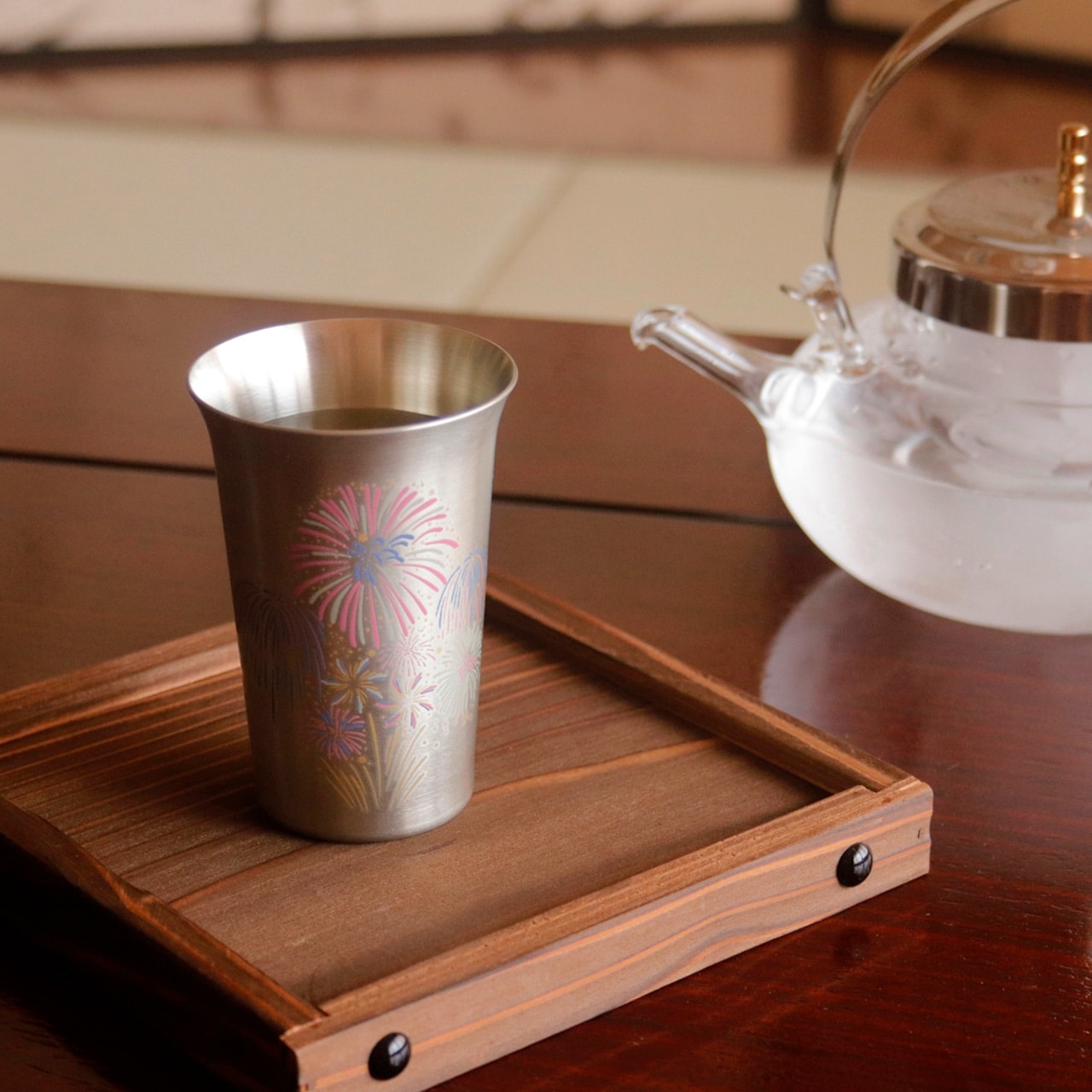 丸モ高木陶器 冷感タンブラー タンブラー 冷感 花火 冷感花火 色が変わる 銅製 150ml 一口ビール 日本製 【沖縄不可】