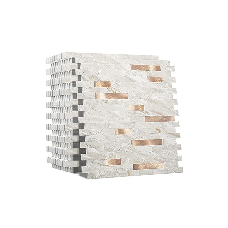 APSOONSELL 大理石 タイルシール 北欧【10枚】貼ってはがせる 簡単 防水 DIY モザイクタイルシール 石目調 壁シート 賃貸OK メタリック 9,164円